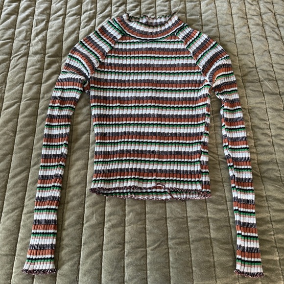 Free People Multi Long Sleeve Knit Crop Top - Picture 5 of 6